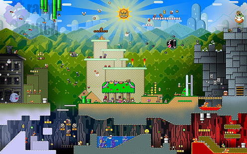 Aplicación de juego Super Mario, Super Mario, videojuegos, arte digital, Nintendo, collage, obras de arte, juegos retro, Fondo de pantalla HD HD wallpaper