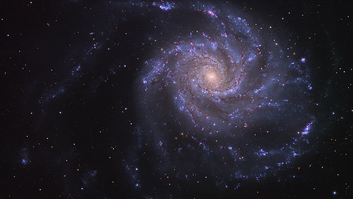 galassia viola carta da parati digitale, galassia, galassia a spirale, spazio, arte spaziale, arte digitale, Sfondo HD