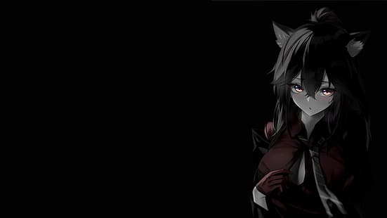 selektiv färgläggning, svart bakgrund, mörk bakgrund, enkel bakgrund, anime flickor, HD tapet HD wallpaper