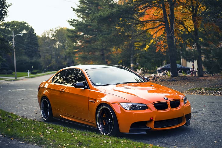 BMW, Car, Autumn, Street, E92, Trees, M3, HD wallpaper