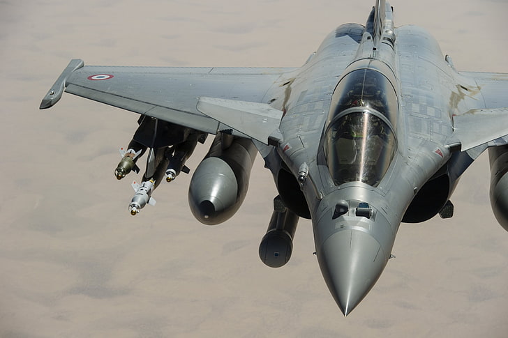 aereo a reazione grigio, aereo, caccia a reazione, Dassault Rafale, aereo militare, aereo, militare, Sfondo HD