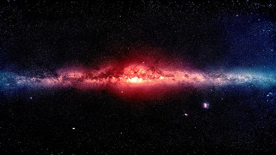 röd och blå nebulosa, galax, stjärnor, digital konst, rymd, rymdkonst, HD tapet HD wallpaper