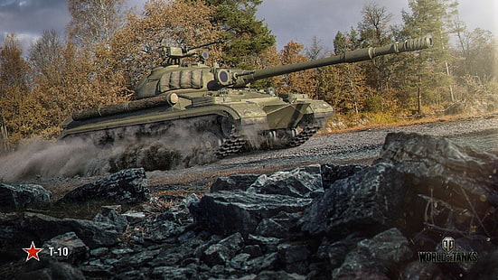 صورة دبابة عسكرية ، دبابة ، اتحاد الجمهوريات الاشتراكية السوفياتية ، دبابات ، WoT ، عالم الدبابات ، Wargaming.Net ، BigWorld ، T-10، خلفية HD HD wallpaper