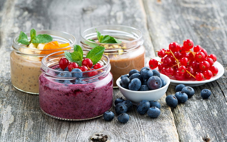 blueberries, berries, smoothies, blueberries, currants, HD wallpaper