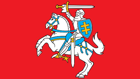Lituania, escudo de armas, bandera, jinete, Fondo de pantalla HD HD wallpaper