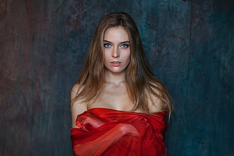 Amina Katinova, donne, sfondo semplice, ritratto, Maxim Maximov, Sfondo HD HD wallpaper