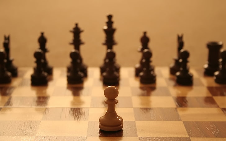 bidak catur hitam dan coklat, bidang, satu, catur, prajurit, Wallpaper HD