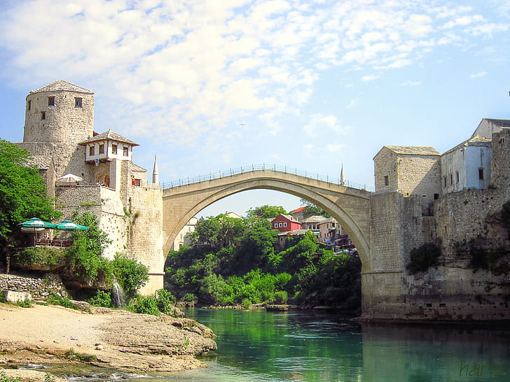 Mostar, eski köprü, Stari Most, Bosna-Hersek, nehir, HD masaüstü duvar kağıdı