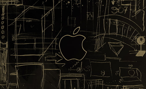 Apple Logo Sketch, ร่างโลโก้ Apple, คอมพิวเตอร์, Mac, Apple, Sketch, โลโก้, วอลล์เปเปอร์ HD HD wallpaper