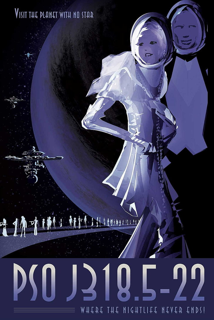 persona in tunica bianca e grafica nera, spazio, pianeta, poster di viaggio, NASA, fantascienza, JPL (Jet Propulsion Laboratory), Sfondo HD, sfondo telefono