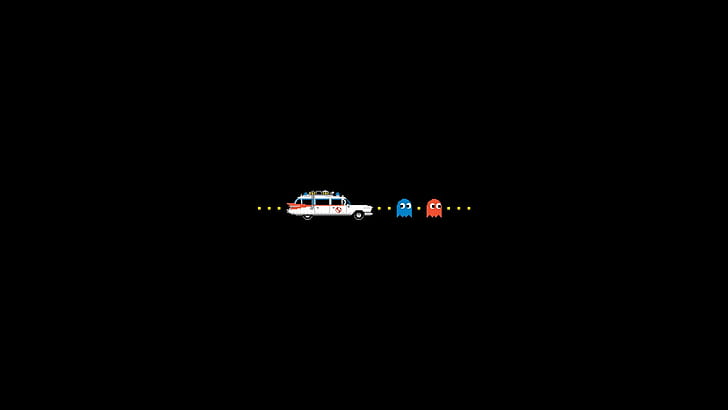 background, black, games, ghostbusters, pac man, simple, video, HD wallpaper