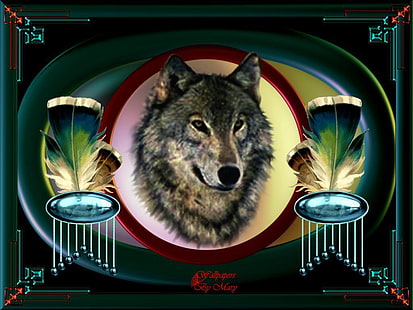 Seen Berge lächelnd Wolf Tiere Hunde HD Art, Wasser, Bäume, Seen, Berge, HD-Hintergrundbild HD wallpaper