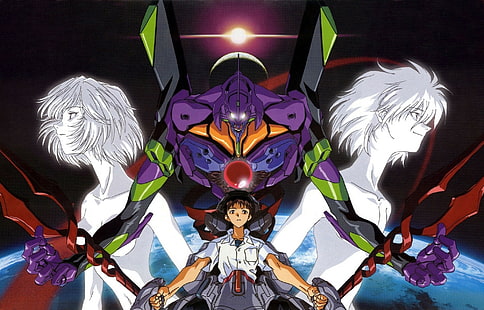 Neon Genesis Evangelion, Ikari Shinji, Ayanami Rei, Unidade EVA 01, HD papel de parede HD wallpaper