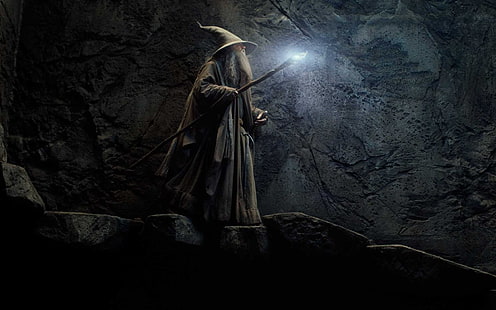 Il mago bianco del Signore degli Anelli, film, Gandalf, Lo Hobbit: La desolazione di Smaug, mago, splendente, Sfondo HD HD wallpaper