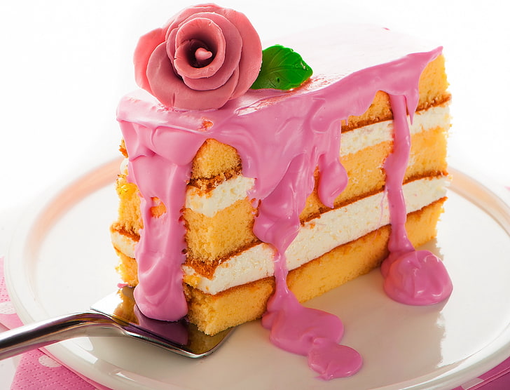 irisan strawberry cake, cake, slice, enak, Wallpaper HD