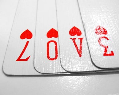 four hearts playing cards, cards, playing cards, HD wallpaper HD wallpaper