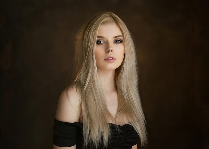 women, Maxim Maximov, bare shoulders, blonde, portrait, Selena Werner, Selena Verner, HD wallpaper