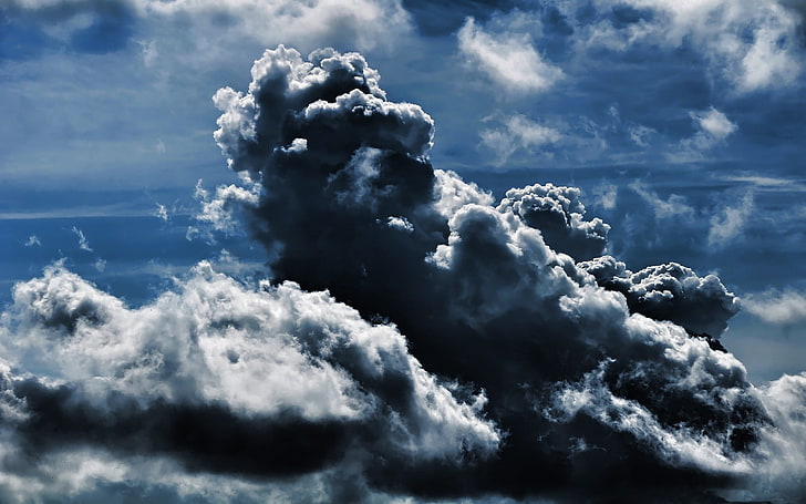 Schwarzweiss-Blumentextil, Wolken, abstrakt, HD-Hintergrundbild