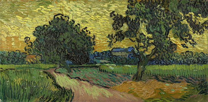 krajobraz, malarstwo olejne, malarstwo, Vincent Van Gogh, Tapety HD