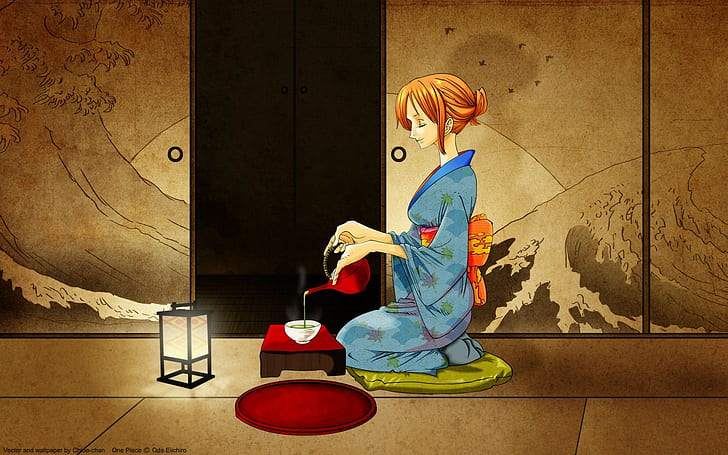 One Piece, Nami, kimono, HD wallpaper