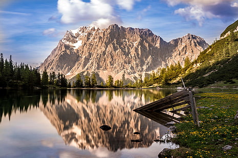 berg, Österrike, Tyskland, Zugspitze, HD tapet HD wallpaper