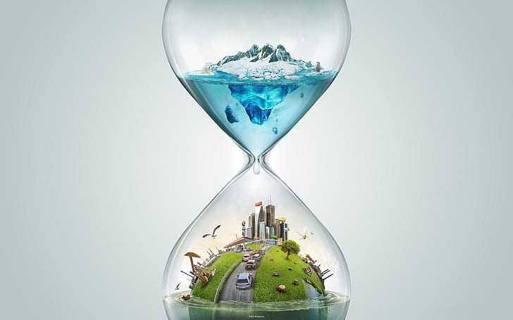 time, travel, rendering, hourglass, HD wallpaper