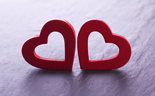 İki kırmızı aşk kalp, romantik, İki, Kırmızı, Aşk, Kalpler, Romantik, HD masaüstü duvar kağıdı HD wallpaper