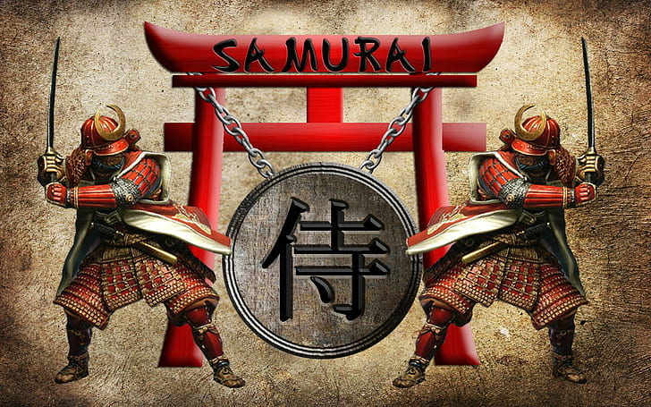 самураи, щит, тории, HD тапет