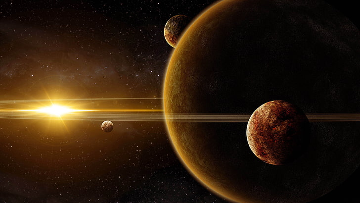 several planets digital wallpaper, solar system, 4k, HD wallpaper