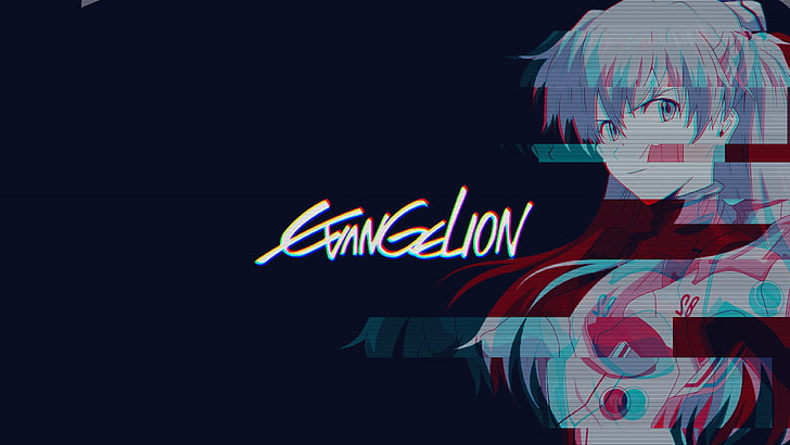 Neon Genesis Evangelion ، Asuka Langley Soryu ، خلفية بسيطة ، فن خلل، خلفية HD