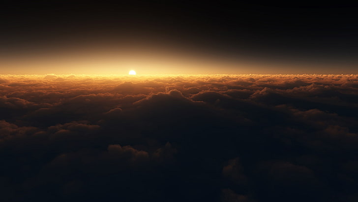 облака солнце горизонт небоскребы 1920x1080 природа небо HD арт, облака, солнце, HD обои