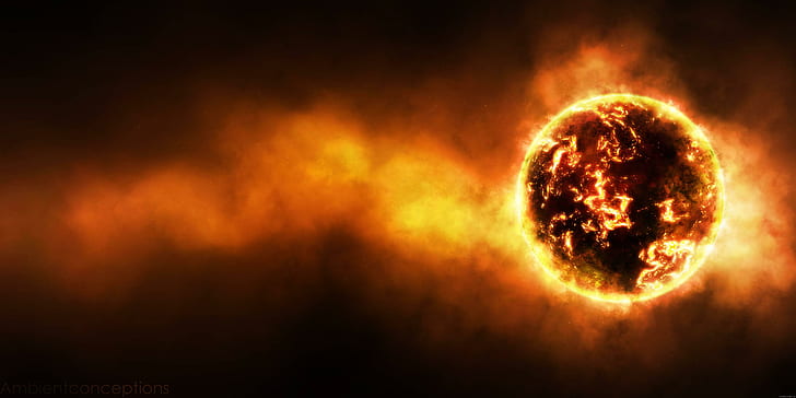 โลกในไฟจากอวกาศโปสเตอร์ fireball ดินอวกาศดาวเคราะห์กราฟิกระเบิดไฟไหม้, วอลล์เปเปอร์ HD