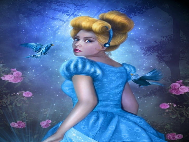 Movie, Cinderella (1950), Bird, Blue, Cinderella, Dress, Flower, HD wallpaper