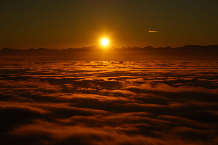 Foggy, 8K, Morning, Sunrise, Clouds, 4K, HD wallpaper