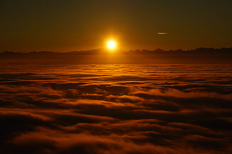 Мъгливо, 8K, сутрин, изгрев, облаци, 4K, HD тапет HD wallpaper