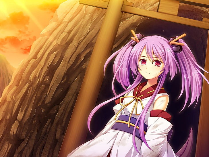 purple haired girl anime character, otomimi infinity, girl, dress, look, sorrow, HD wallpaper