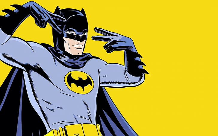 Batman, Gesture, Yellow Background, batman, gesture, yellow background, HD wallpaper