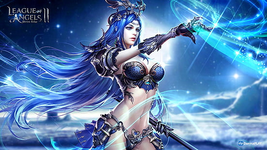 League Of Angels Ii Characters Aurora Angel Of Arctic Armor Decorated With Rare Precious Stone Desktop Hd Wallpaper For Pc Tablet And Mobile 1920×1080, HD wallpaper HD wallpaper