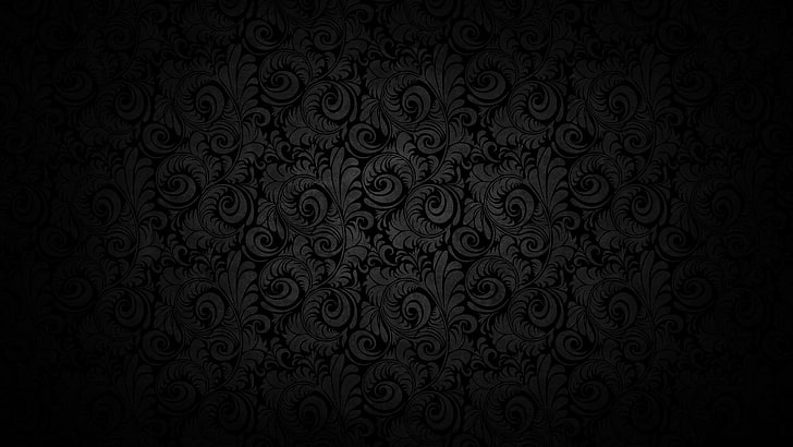 svart och grå blommig grafik, abstrakt, HD tapet