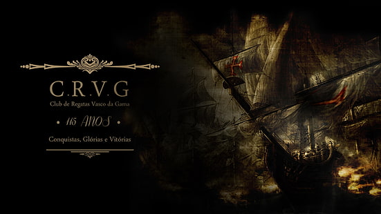 Vasco da Gama, Vasco, schwarz, Fußballvereine, Fußball, Schiff, Kreuz, HD-Hintergrundbild HD wallpaper