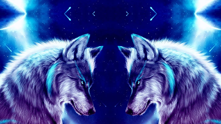 Animales, espacio, lobo, arte, lobos, noche, arte digital, Fondo de pantalla  HD | Wallpaperbetter
