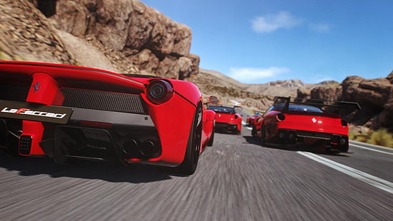 röda sportbilar spelansökan, videospel, Driveclub, Ferrari, Ferrari 599XX, Ferrari LaFerrari, racing, HD tapet HD wallpaper