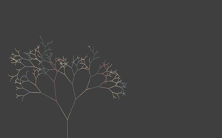 бежевая увядшая иллюстрация дерева, деревья, минимализм, HD обои