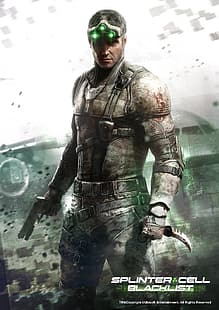 Сам Фишър, Сам, Splinter Cell, концептуално изкуство, изкуство на видеоигри, зелени очи, Tom Clancy's Splinter Cell: черен списък, видео игри, Karambit, герои от видеоигри, пистолет, HD тапет HD wallpaper