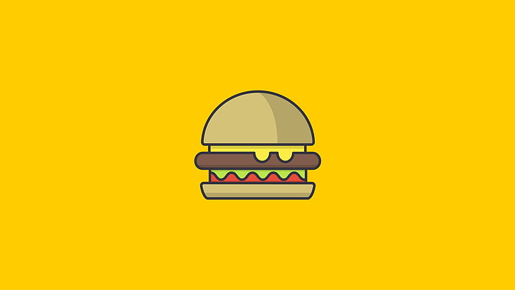 иллюстрация гамбургера, еда, гамбургеры, минимализм, HD обои