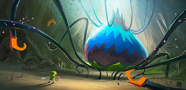 Zelda Link Digital Wallpaper, Die Legende von Zelda: Wind Waker, Kunstwerk, Schwert, Die Legende von Zelda, Link, HD-Hintergrundbild HD wallpaper