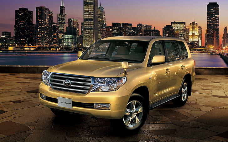 Toyota Land Cruiser, suv toyota emas, mobil, 1920x1200, toyota, toyota land cruiser, Wallpaper HD