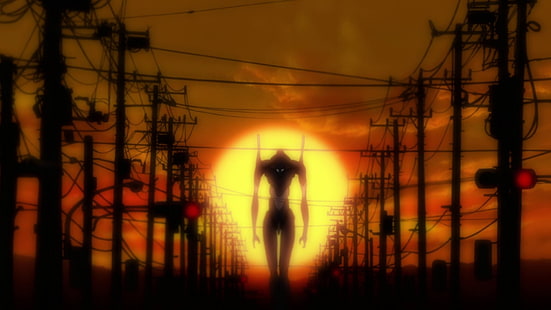 anime monster illustrazione, anime, Neon Genesis Evangelion, linee elettriche, Sfondo HD HD wallpaper