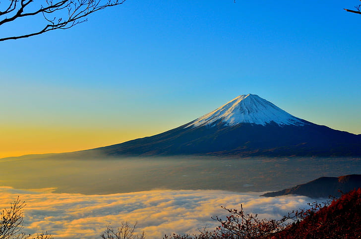 vulkan, berg, mt, neblig, berg, fuji, HD-Hintergrundbild