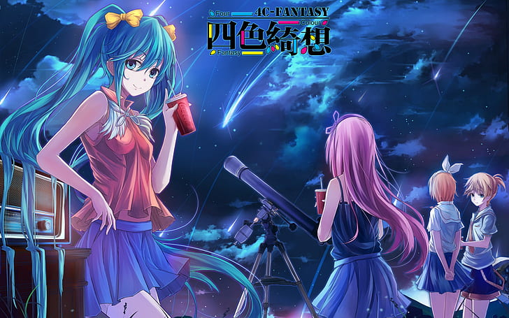 Four Colour Fantasy anime girls, Four, Colour, Fantasy, Anime, Girl, HD wallpaper